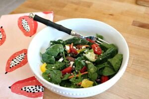 Greek Chicken Spinach Salad with Feta and Dried Figs
